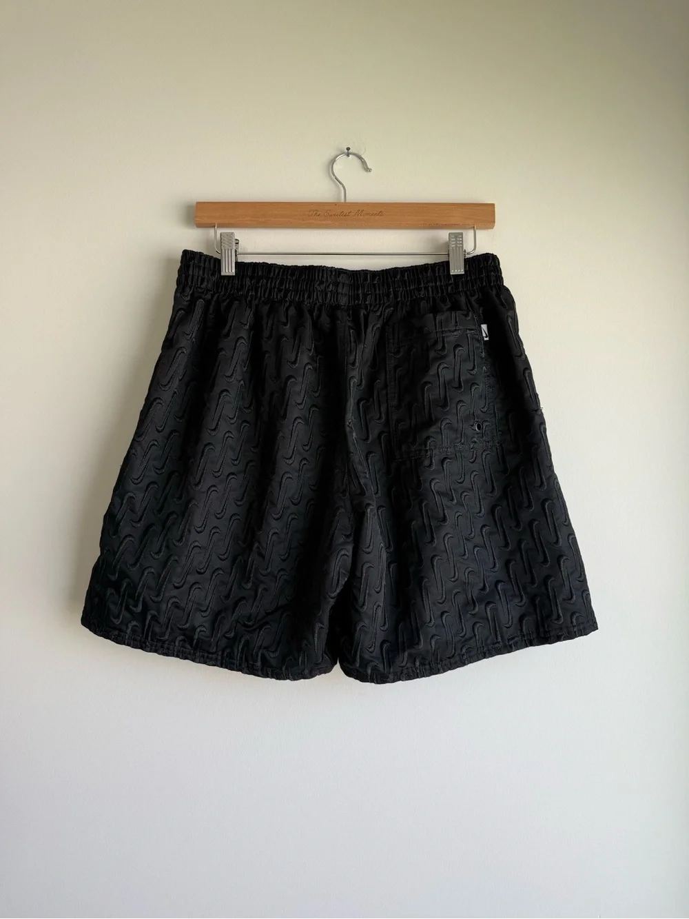 Nike Swim Black Embroidered Swoosh Volley Shorts Large